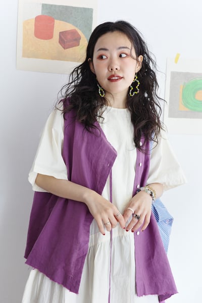 斜扣不對稱下擺抽鬚開襟背心19