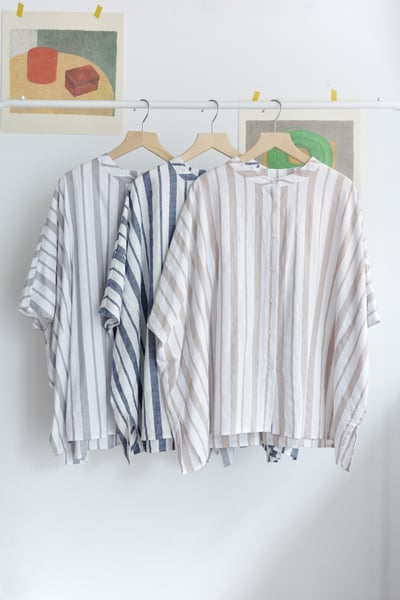 波點緹花直紋鬆身襯衫1