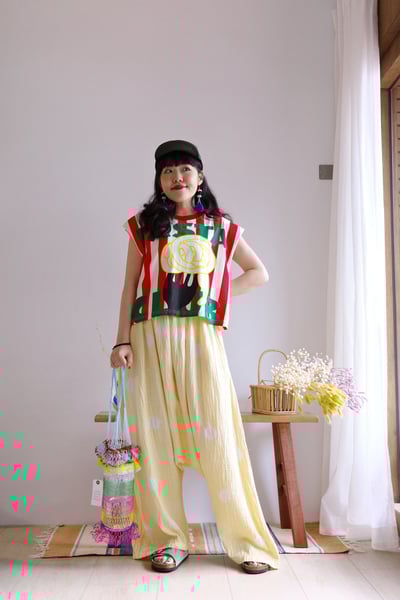 𓏭波點手染二重紗低檔褲5