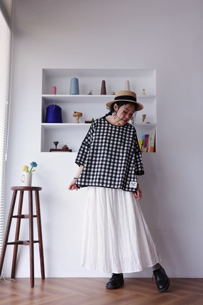 純色簡約泡泡布半身裙17