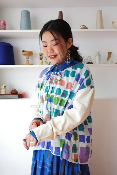 𓏭幾何色塊拼接設計上衣11