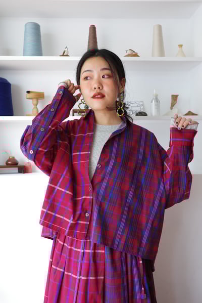 𓏭跳色格紋設計釦襯衫11