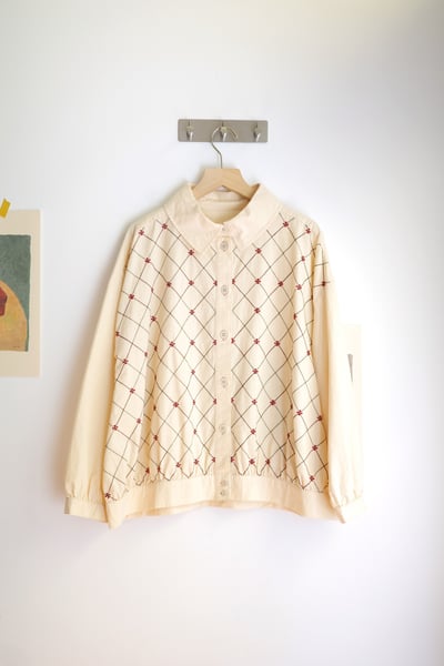 𓏭菱格花花刺繡布勞森襯衫外套14