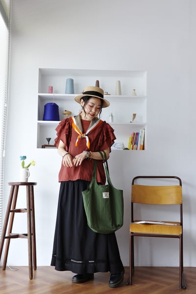 層次菱格鏤空荷葉袖上衣4