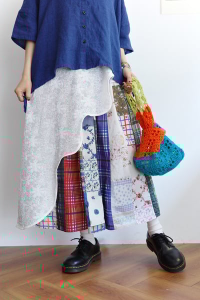 花花格紋拼布半身裙 19