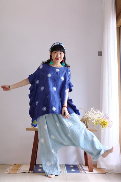 𓏭波點手染二重紗低檔褲2