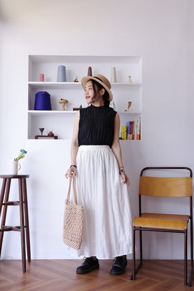 純色簡約泡泡布半身裙8