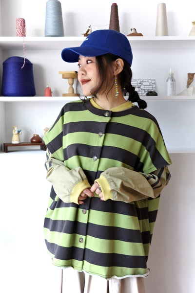 𓏭前後兩穿開襟毛巾布鬆身背心14