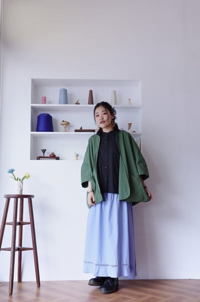 大口袋純色開襟罩衫11