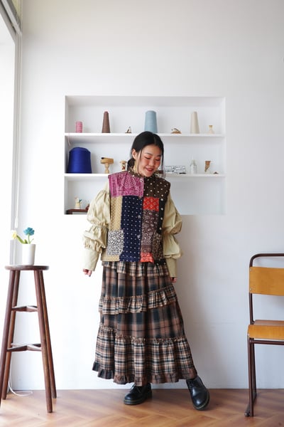 𓏭變形蟲圖騰花布拼接背心10