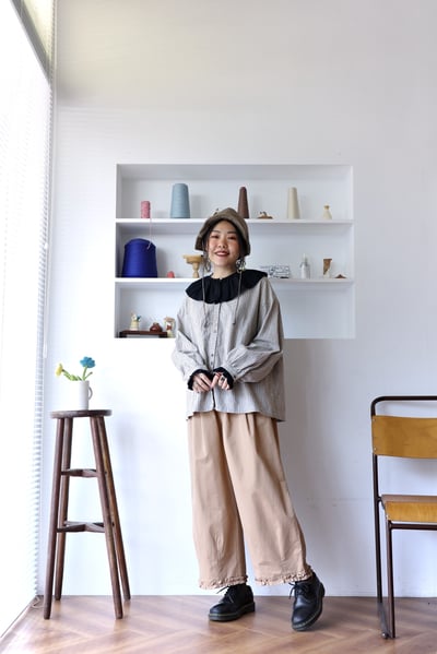 𓏭可拆式領片直紋拼接開襟上衣14