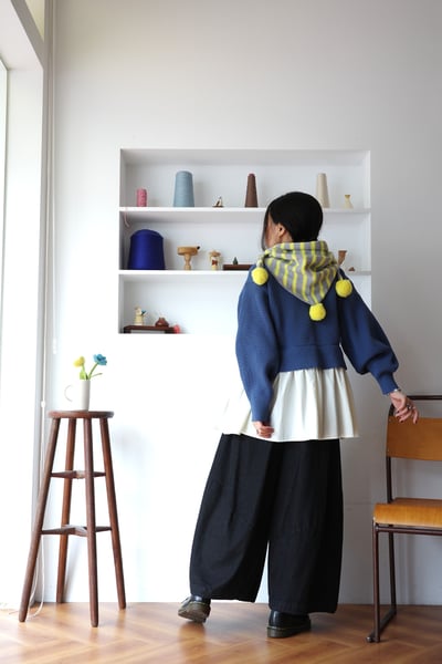 𓏭拼接下擺澎袖針織外罩上衣17