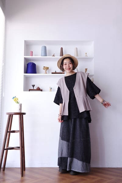 壓摺下擺蕾絲拼接西裝背心15