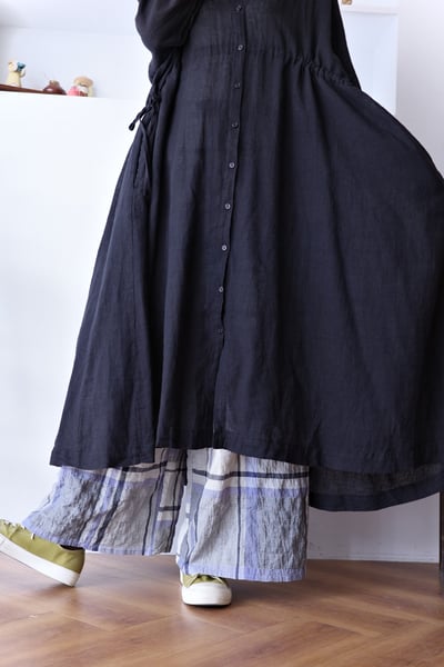 𓏭口袋虛線小麵包刺繡舒服格紋褲18