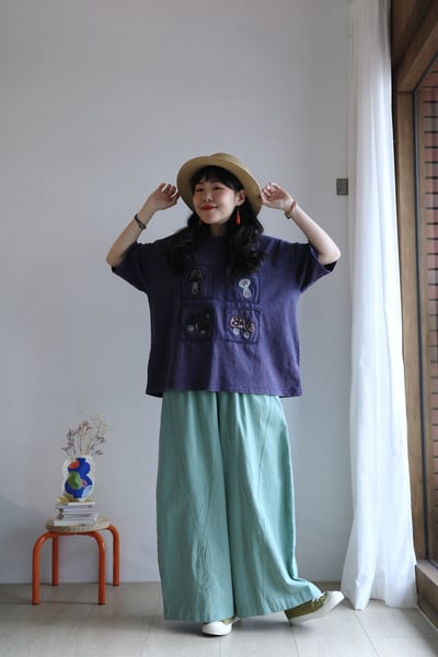𓏭小蘑菇刺繡洗舊Ｔ9