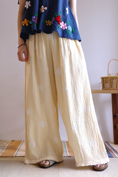 𓏭波點手染二重紗寬直筒褲5