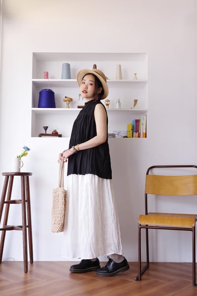 純色簡約泡泡布半身裙9