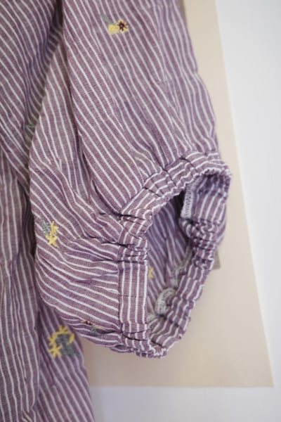 𓏭小花柄刺繡直紋泡泡格襯衫24