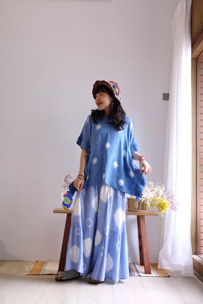 𓏭波點手染層次拼接寬褲5