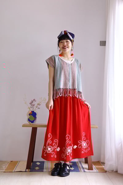 𓏭手工刺繡二重紗半身裙2