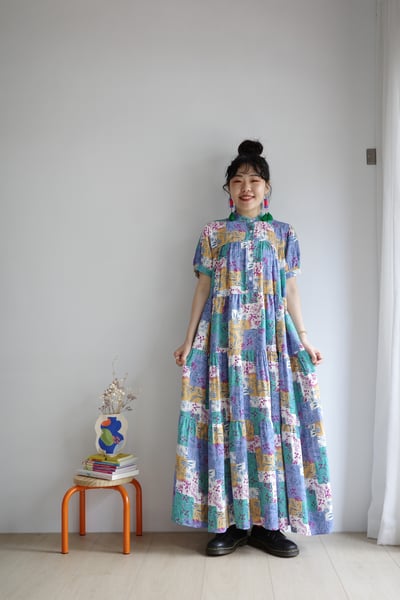 𓏭花柄拼布印花層次洋裝2