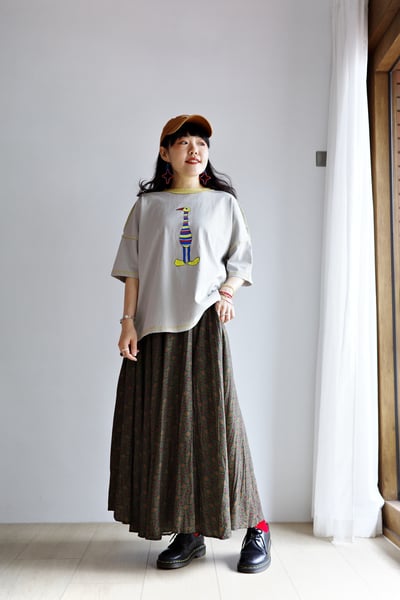 𓏭穿條紋的鳥車線T-shirt3