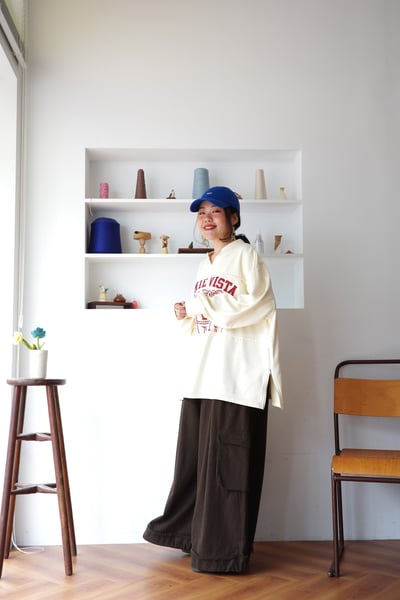 𓏭褲管反折抽鬚大口袋工作褲4