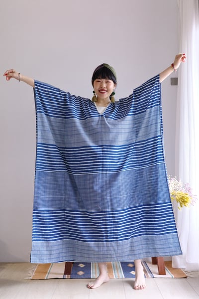 𓏭印度棉木蓋染領口刺繡長洋裝4