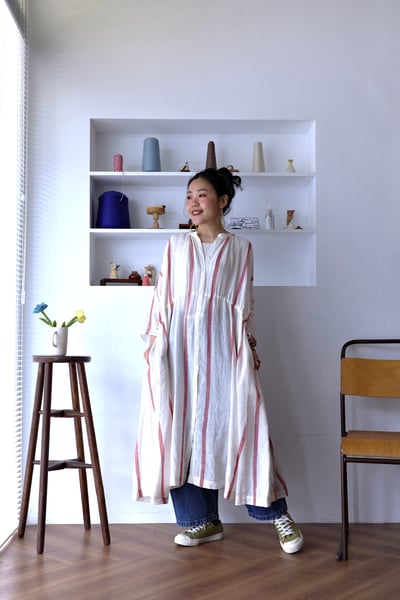 𓏭腰抽繩繫帶修身拼接開襟罩衫洋裝12