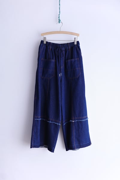 𓏭層次抽鬚車線直筒寬褲1