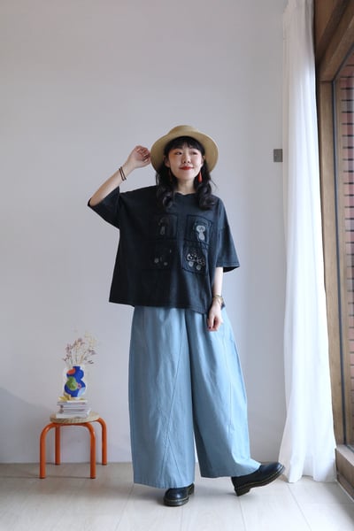 𓏭小蘑菇刺繡洗舊Ｔ19