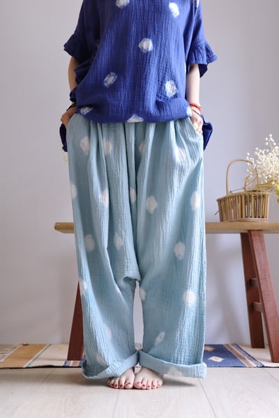 𓏭波點手染二重紗低檔褲7