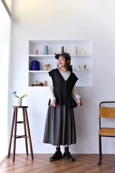 壓摺下擺蕾絲拼接西裝背心12