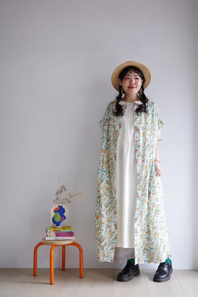 𓏭豐盛花果印花開襟洋裝5