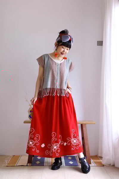 𓏭手工刺繡二重紗半身裙6