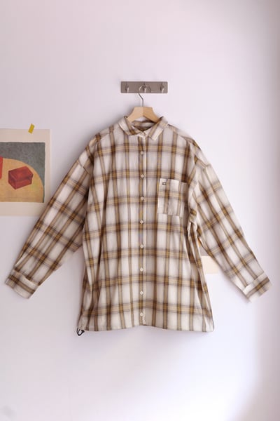 𓏭混織格紋下擺可調鬆身襯衫21