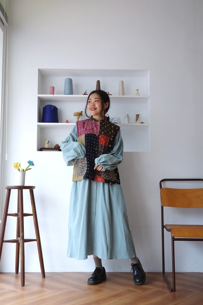 𓏭變形蟲圖騰花布拼接背心11