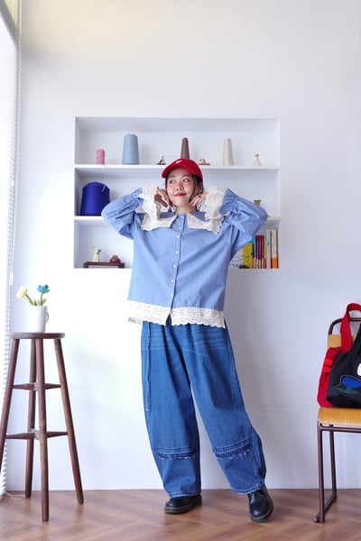 𓏭份量感領片蕾絲拼接襯衫16