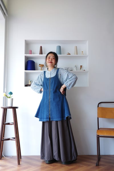 𓏭小花柄刺繡直紋泡泡格襯衫11