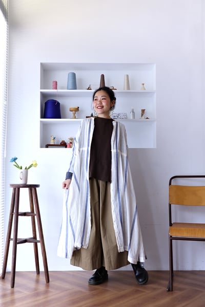 𓏭腰抽繩繫帶修身拼接開襟罩衫洋裝13