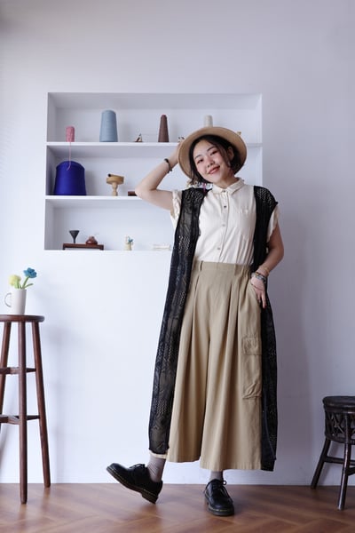 菱格鏤空洞洞長背心7