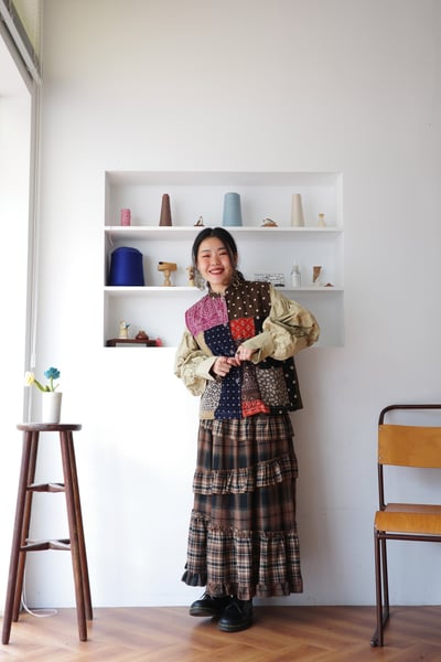 𓏭變形蟲圖騰花布拼接背心8