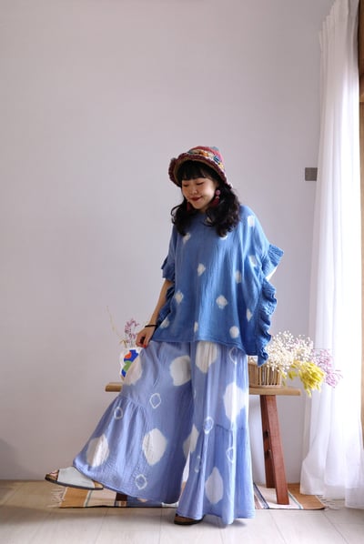 𓏭波點手染層次拼接寬褲3