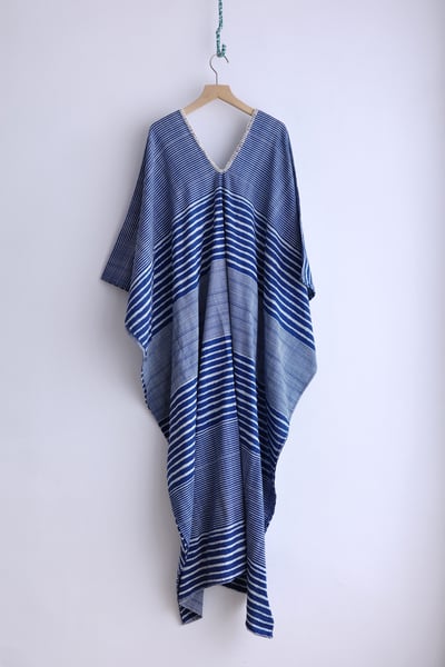 𓏭印度棉木蓋染領口刺繡長洋裝1