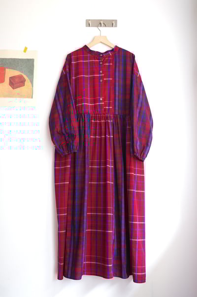 𓏭跳色格紋腰線抓摺洋裝21