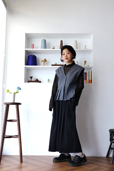 壓摺下擺蕾絲拼接西裝背心4