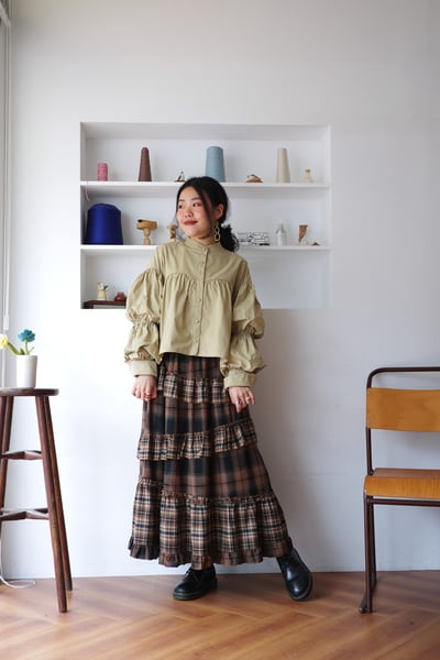 𓏭層次堆疊法蘭絨格紋裙2