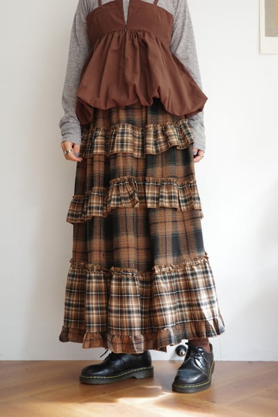 𓏭層次堆疊法蘭絨格紋裙18
