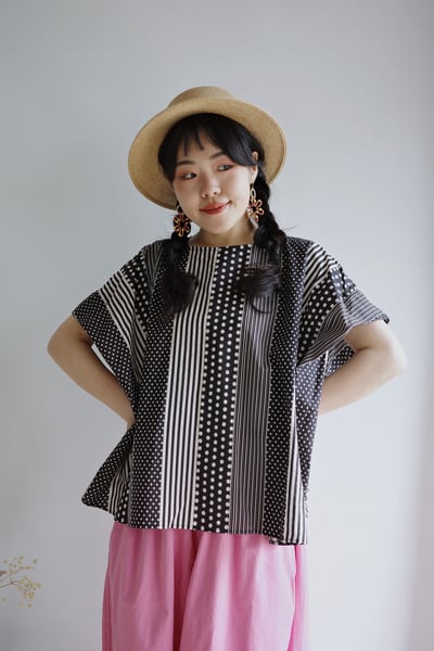 𓏭前後兩穿直紋波點立體褶袖襯衫12