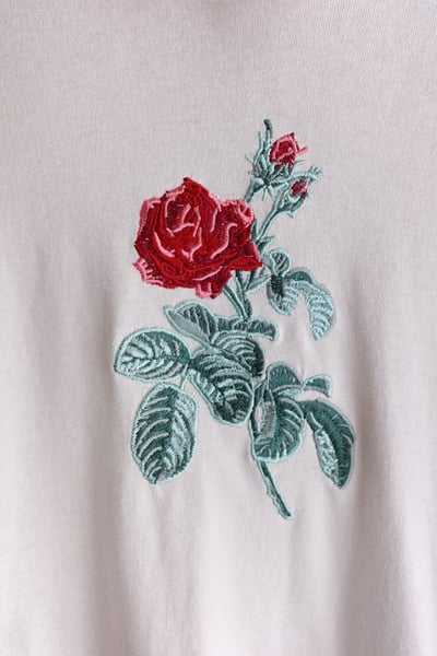𓏭薔薇刺繡裁片拼接連帽洋裝17